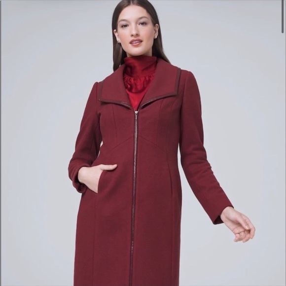 NWT White House Black Market Women’s Coat XSP In Deep Garnet. - Picture 5 of 5